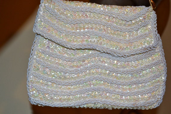 Vintage White Sequin Handbag....Richere Hong Kong… - image 2