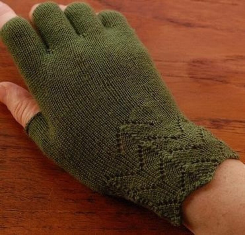 Hand Knitting Pattern for Fingerless Gloves image 1