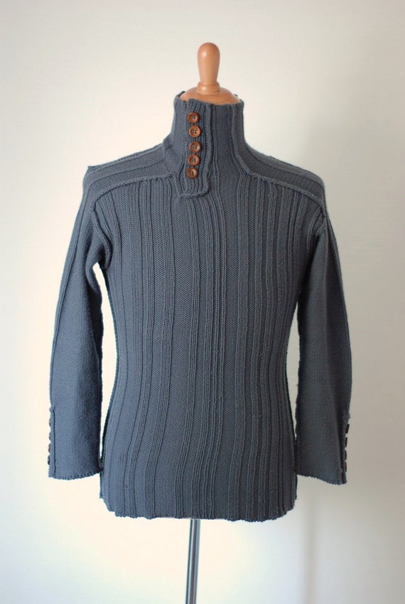 Items similar to Organic Merino Wool Sweater with Wooden Buttons - Free ...