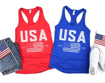 Distressed USA Tank, 4th of July Tank, American Flag Shirt, Fourth of July Tee, Patriotic, 250th Anniversary, Retro USA, Stars and Stripes