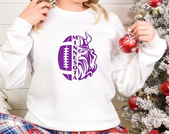 Viking Sweatshirt, Minnesota Football Sweatshirt, Minnesota Game Day Hoodie, Minnesota Football with Viking Head, Minnesota Crew, Midwest