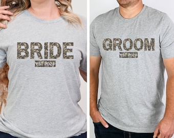 Custom Camo Bride Groom Shirts, Custom Wifey Hubby Tees, Matching Honeymoon, Mr and Mrs Shirts, Wedding Party, Wedding Gift, Engagement Gift