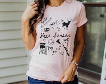 Deer Hunting Shirt for Women, Camo Coquette Bow Tee, Mama of Hunters, Cute Deer Hunting, Hunting Lover, Hunting Gift, Hunting Mama, Fall