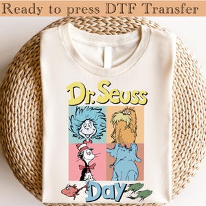 Dr. Seuss Day Zeichentrickfiguren Dtf Transfer, Lesen in Amerika Dtf, Katze im Hut Shirt, Horton Dtf, Dr. Seuss Lehrer Dtf