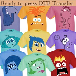 Inside Out 2 DTF Transfer, Custom Character Inside Out 2 DTF, Inside Out Characters DTF, Inside Out Faces Transfer, Cartoon Emotions Friends