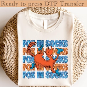 Dr Seuss Day Cartoon Characters Dtf Transfer, Fox in Socks, Read Across America Dtf, Cat In The Hat Shirt, Horton Dtf, Dr Seuss Teacher Dtf