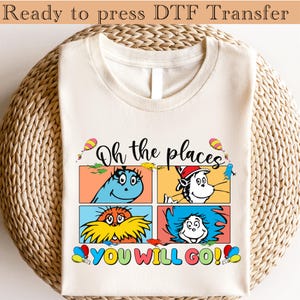 Personajes de dibujos animados del día del Dr. Seuss Dtf Transfer, Read Across America Dtf, Camiseta El Gato En El Sombrero, Horton Dtf, Dr Seuss Teacher Dtf