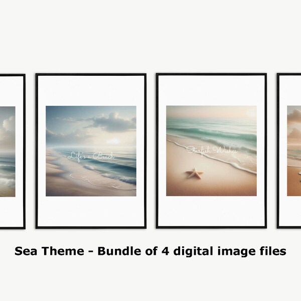 Beach Theme Bundle I Tranquil Seashore Prints, Coastal Beach Scenes in Neutral Tones, Serene Wall Art for Home Decor, Perfect Gift