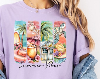 Summer Vibes Tshirt, Beach Scene Tee, Summer Beach Shirt, Summer Vacation Tee, Comfort Colors Tshirt, Cute Summer Tshirt, Hello Summer