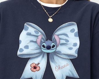 Ohana Stitch Tshirt, Comfort Color, Stitch Coquette Bow Tee, Disney Stitch Family Shirt, Hawaii Trip Tee, Disney Gift, Cute Stitch Shirt