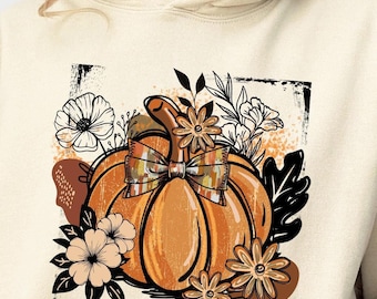 Floral Pumpkin Hoodie, Fall Season Sweatshirt, Autumn Vibes Gift, Pumpkin Kids Sweatshirt, Harvest Festival Sweatshirt, Farmer Hoodie