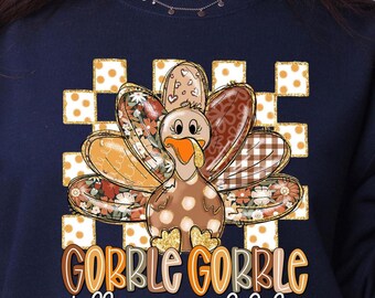 Gobble Gobble Till You Wobble Sweatshirt, Funny Turkey Hoodie, Thankful Kids Sweatshirt, Thanksgiving Day Gift, Woman Turkey Sweatshirt