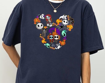 Jack Skellington Shirt, Disney Halloween Shirt, Nightmare Before Shirt,  Holiday Family Matching Shirt, Comfort Colors, Jack and Sally Shirt