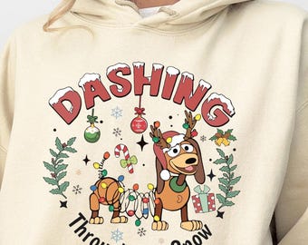 Slinky Dog Toy Story Winter Hoodie, Dashing Through The Snow Sweatshirt, Kids Slinky Dog Sweatshirt, Christmas Disney Vacation Holiday Gift
