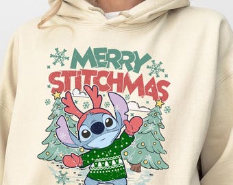 Merry Stitchmas Hoodie, Disney Stitch Christmas Sweatshirt, Disney Xmas Holiday Gift, Kids Stitch Sweatshirt, Stitch Lover Christmas Hoodie