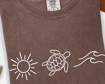 Sun Sea Turtle Comfort Colors Tshirt, Caretta Caretta Shirt, Beach Vacation Tee, Summer Holiday Gift, Marine Shirt, Florida Beach Shirt