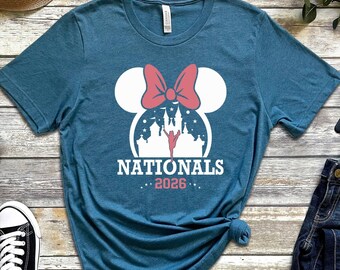Minnie Nationals 2026 Cheer T-shirt, Minnie Bow Castle Tee, Family Disney Trip Shirt, Competition Season Style Tee, Disney Dance T-shirt