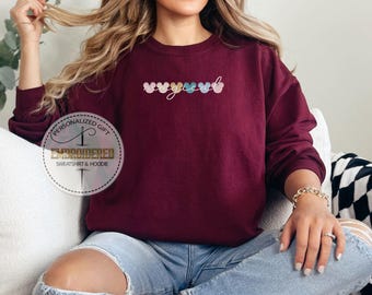 Embroidery Disney Sweatshirt, Mickey Head Hoodie, Magical Mickey Sweatshirt, Colorful Disney, Disneyland Hoodie, Disney Trip Sweatshirt