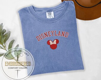 Embroidery Disneyland Mom Tee, Disney Mom Tee, Minnie Mouse Tshirt, Embroidered Mom Tshirt, Comfort Colors Tee, Disney Trip Tshirt