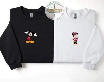 Couple Disney Matching Sweatshirt, Mickie and Minnie Hoodie,  Youth Sweatshirt,  Disneyland, Disney Character Embroidered Sweatshirt