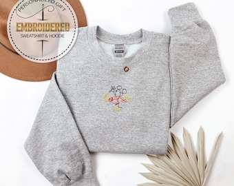 Embroidered Mickey Sweatshirt, Embroidery Disney Hoodie, Embroidered Matching Sweatshirt,  Disney Mickey And Minnie Sweatshirt