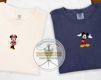 Embroidery Disney Shirt, Disneyland Tshirt, Disney World Tee, Disney Trip Shirt, Comfort Colors Tee, Mickey Minnie Tshirt, Cute Embroidered