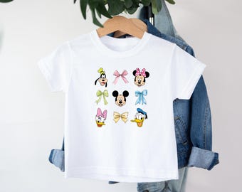 Disney Characters T-Shirt, Mickey Friends Shirt, Disneyland Tee, Disneyworld Tshirt, Daisy Shirt, Donald Tshirt, Coquette Bow Tshirt