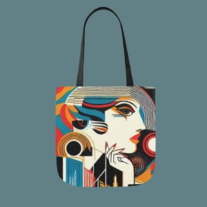 Vintage Design 1, Canvas Tote Bag, 5-Color Straps