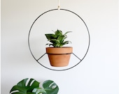 Handmade in Los Angeles - Black Metal Hanging Planter, Metal Plant Hanger, Modern Round Mid Century Plant Holder, Minimalist Boho Home