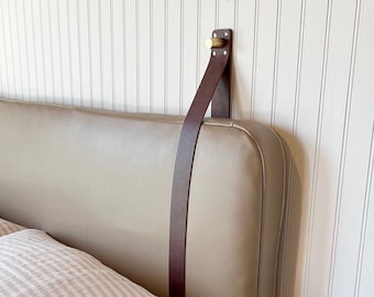 LEATHER STRAP & HARDWARE One, Two or Three Piece Leather Strap Set for Hanging Cushion - Cognac Cow Leather Straps