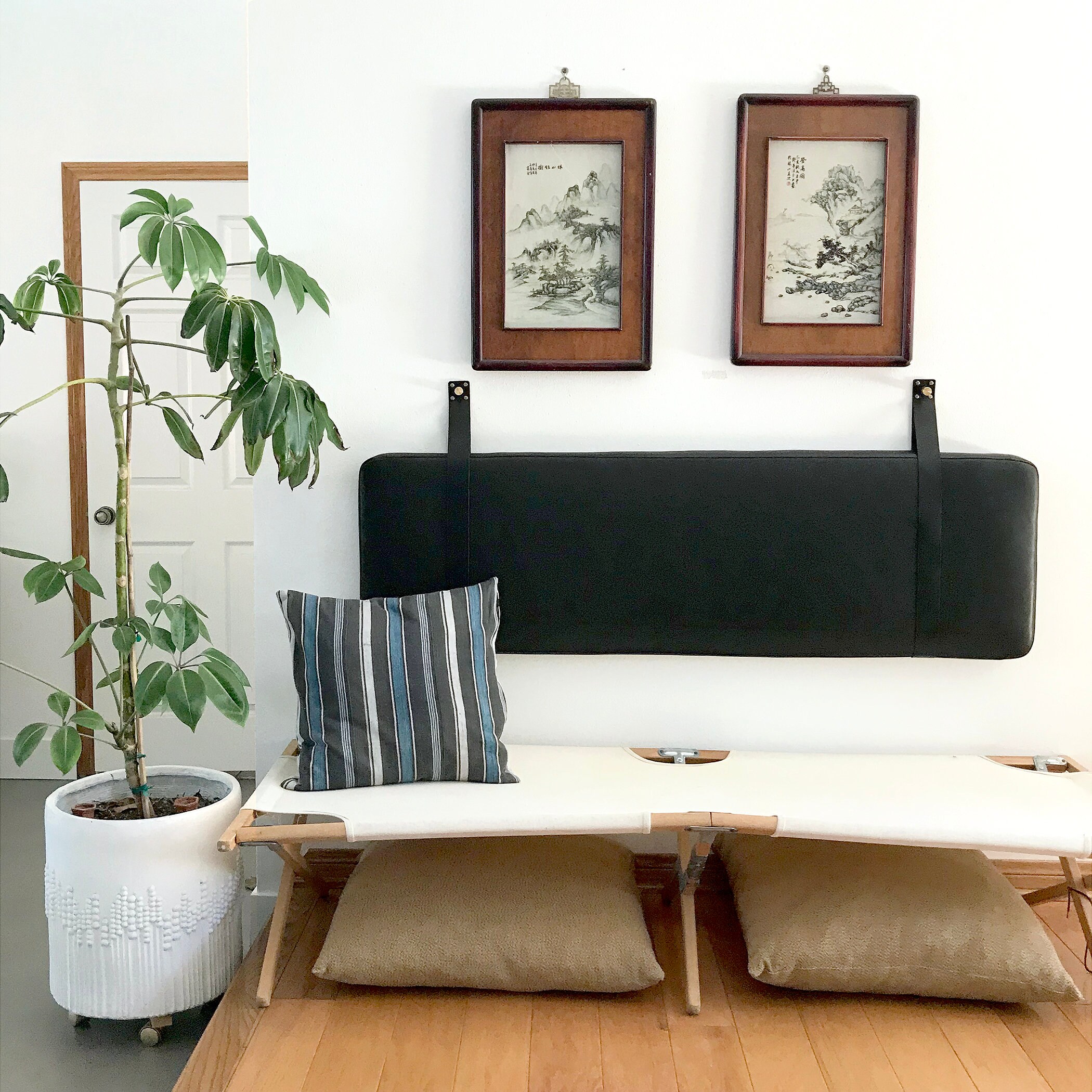 Real Leather Black Hanging Headboard Cushion With Leather Etsy UK