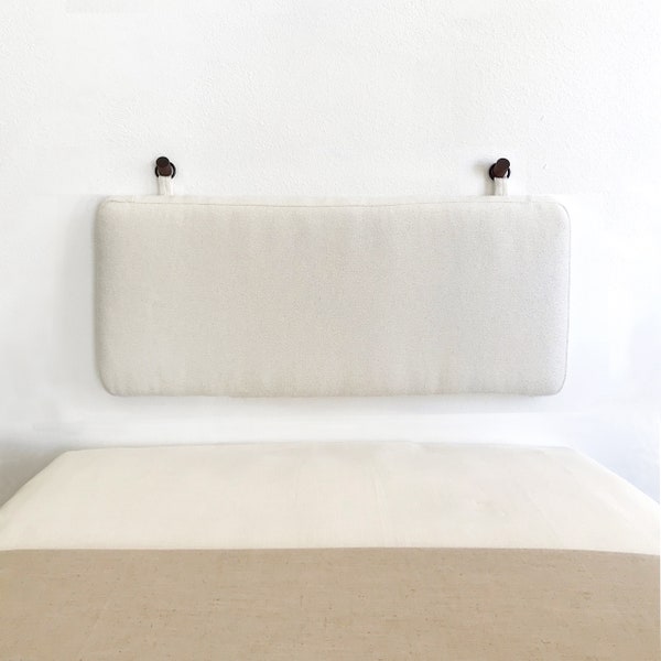 Twin or Single Multiple Fabric Options Wall Hung Headboard or Dining Nook Backrest Seating Cushion with Rings Custom Made to Order