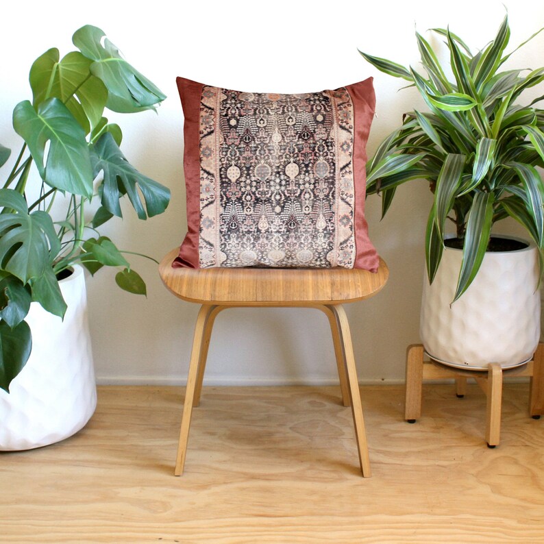 Blush Pink And Gray Kilim Antique Rug Print Velvet Pillow Etsy