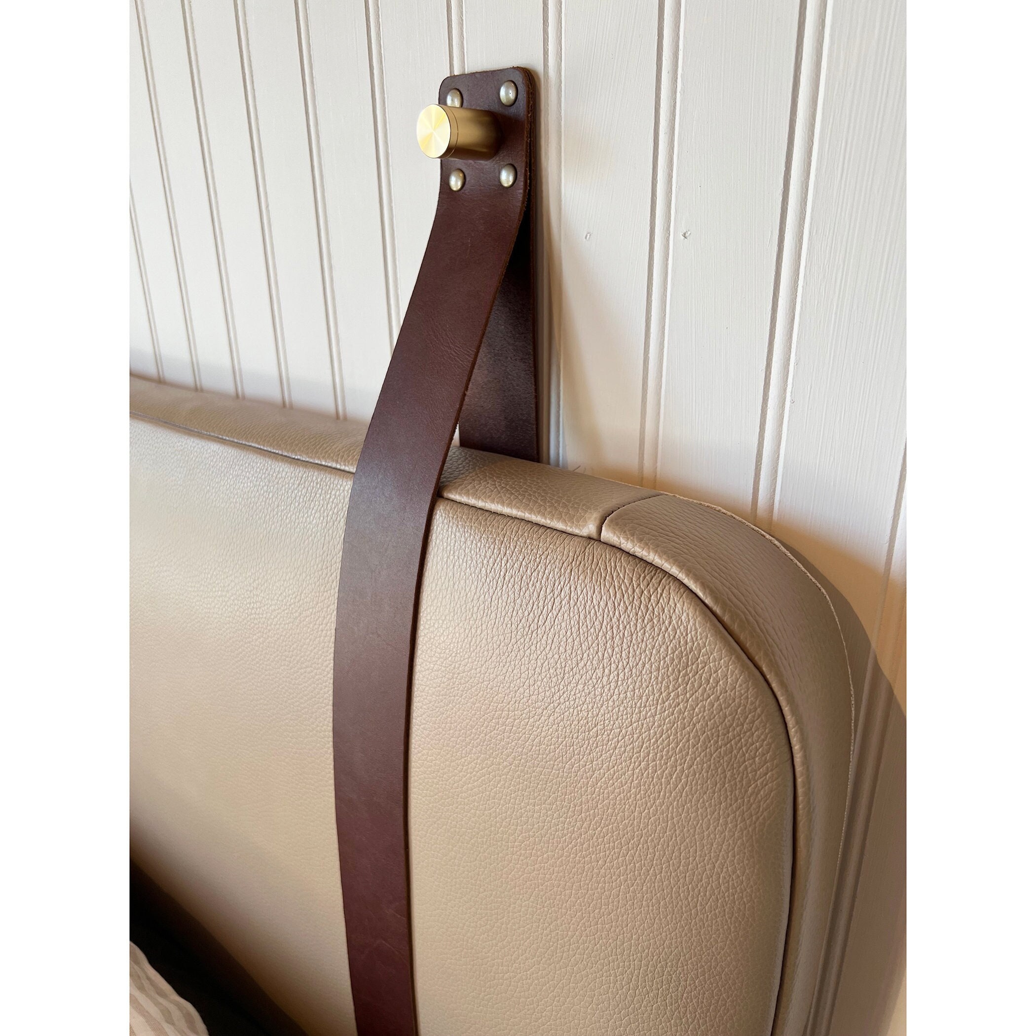 LEATHER STRAP & HARDWARE One, Two or Three Piece Leather Strap Set for  Hanging Cushion Cognac Cow Leather Straps 