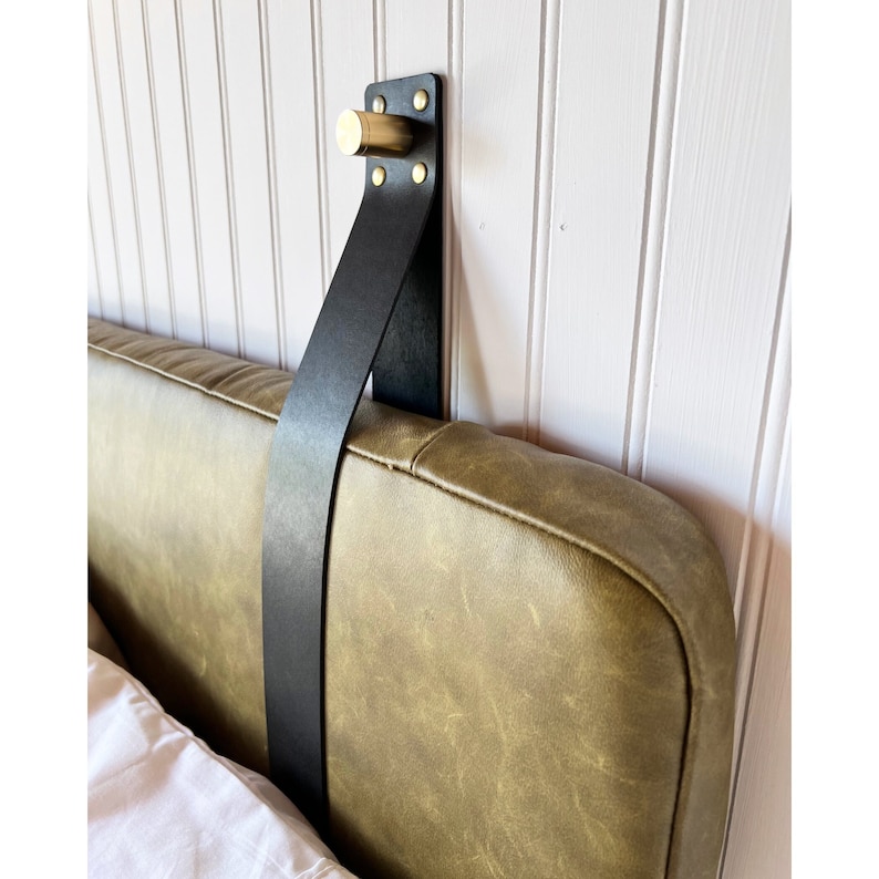 LEATHER STRAPS & HARDWARE One, Two or Three Leather Straps for Hanging Cushion Black Cow Leather Straps image 1