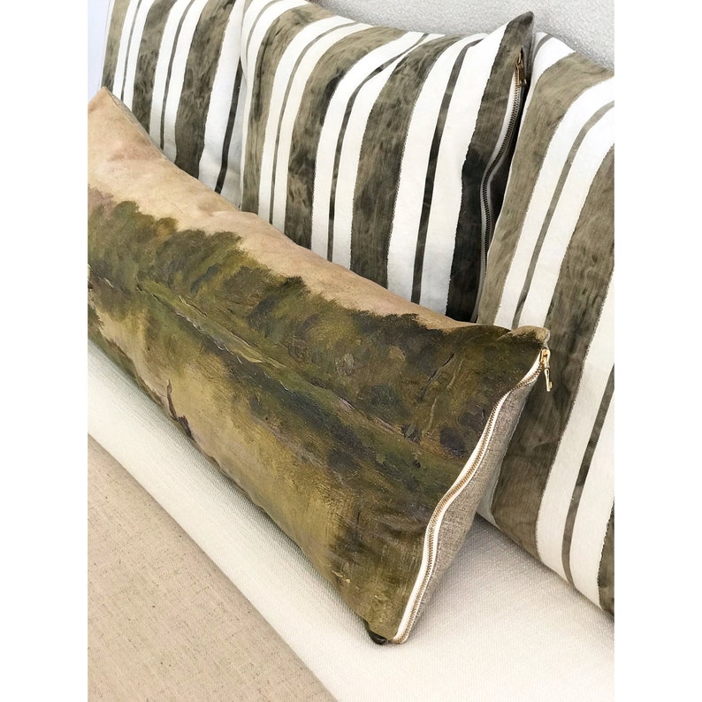 14x36 Skinny Lumbar Landscape Oil Painting Pillow Cover Etsy