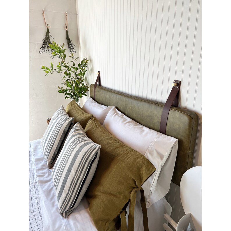 COVER ONLY Olive Green Leather Headboard Replacement Cover Etsy