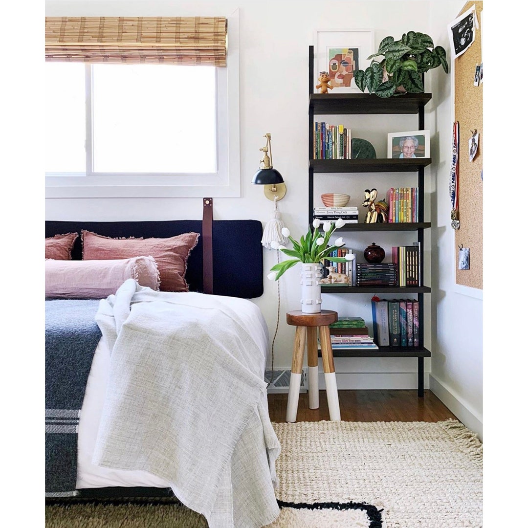 Hanging Headboard Cushion With Leather Straps in Black Etsy