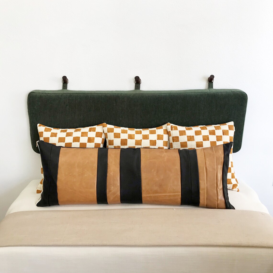 Wall Hung Headboard Backrest Cushion with Rings in Forest Etsy