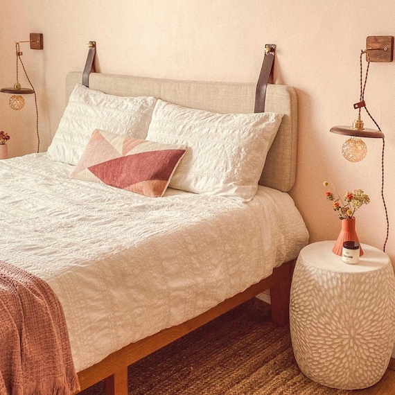 Beige Fabric Wall Hung Headboard Backrest or Wall Cushion With