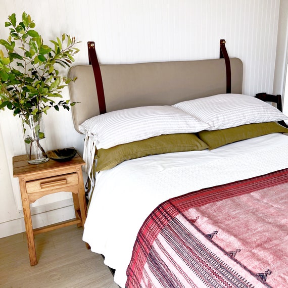 Grey leather 2024 headboard queen