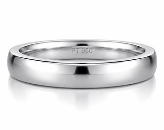 Peut inclure: Une bague en platine poli avec un anneau arrondi. La bague est estampillée "PT 950". La bague est de conception simple et élégante, adaptée au quotidien. La bague est de couleur argent brillant.