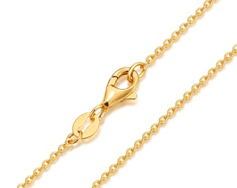 Collana a catena a maglia fine in oro 18 carati, 1,1 mm – Giallo, rosa o bianco