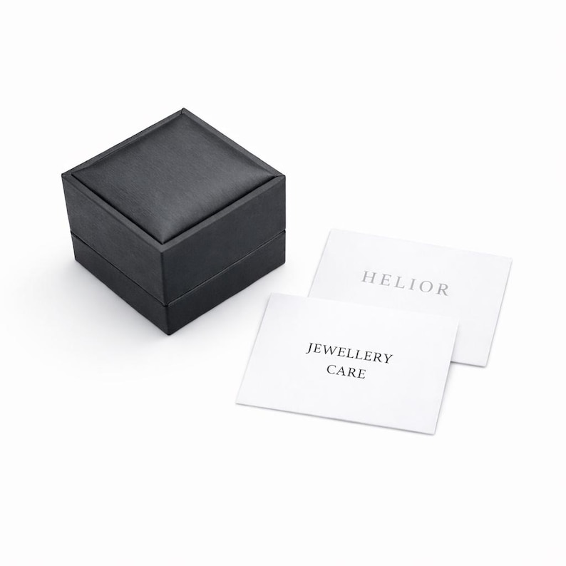 Platinum chain necklace packaging box with branded card for fine jewellery presentation
