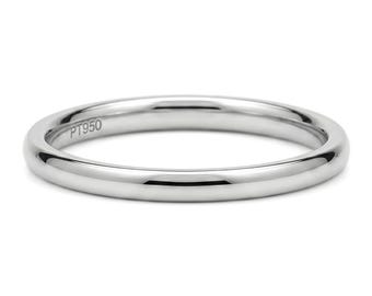 Alliance fine en platine massif PT950, réalisée sur commande, épaisseur 1,5 mm x 2 mm x 2,5 mm.