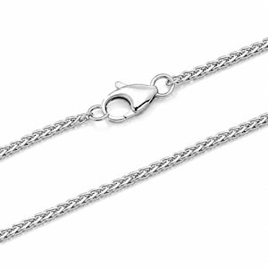 PT950 platinum woven wheat chain necklace clasp detail with lobster clasp, high polish finish