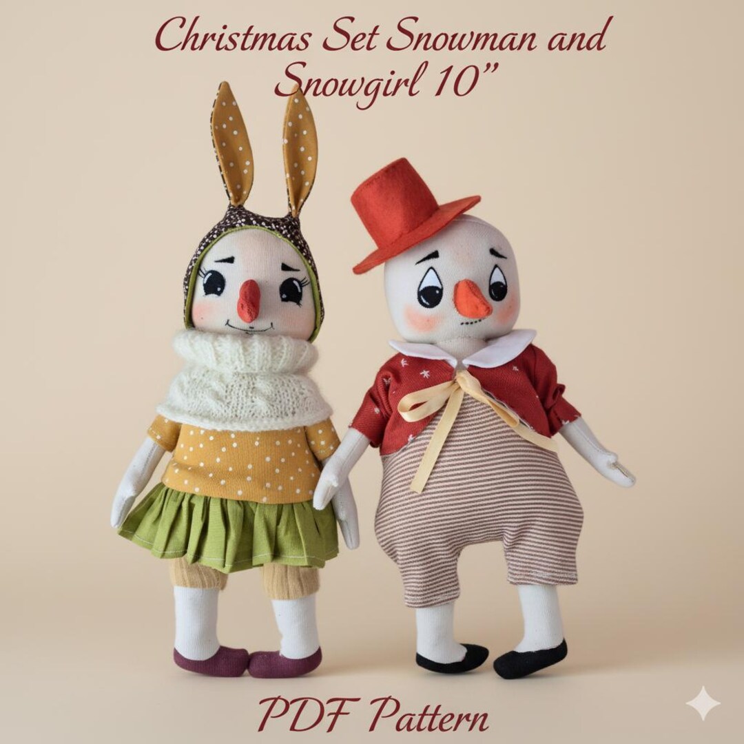 Christmas Snowman Rag Doll Pattern Set – 10