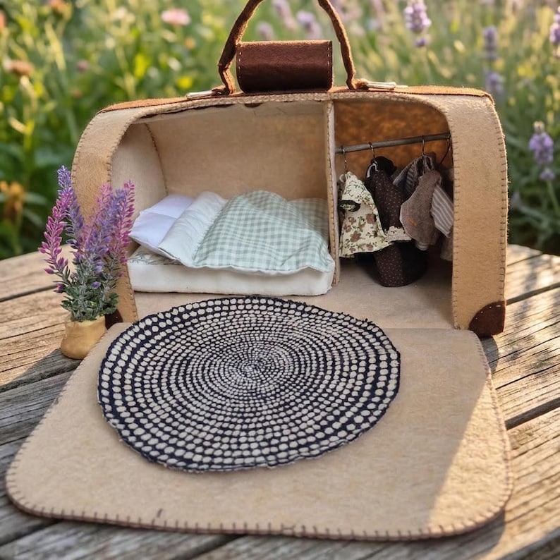Retro Suitcase Dollhouse Sewing Pattern, Felt Miniature Furniture ...