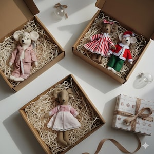 Christmas Mouse Family Sewing Pattern – Mice Clothes, 6-inch (PDF Pattern)
