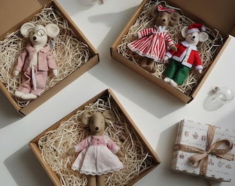 Christmas Mouse Family Sewing Pattern – Mice Clothes, 6-inch (PDF Pattern)